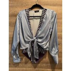 Zara Grupo Inditex Bodysuit with Overlap Tied Halter Size Small